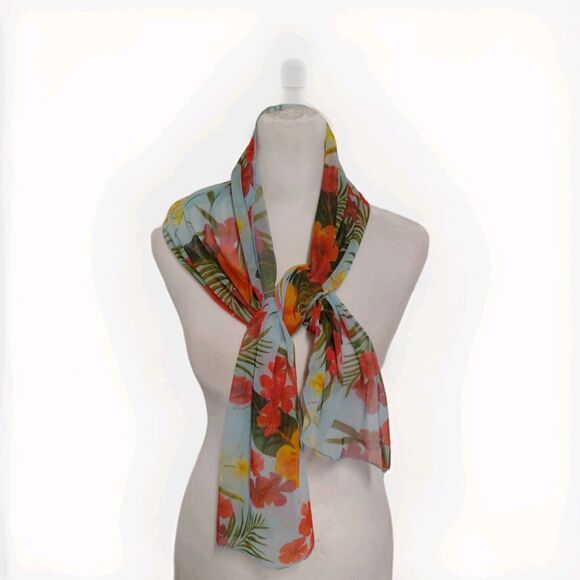 Vintage Guess Floral Scarf Bright Rectangle Y2K 90s Style Lightweight Accent - Picture 1 of 5